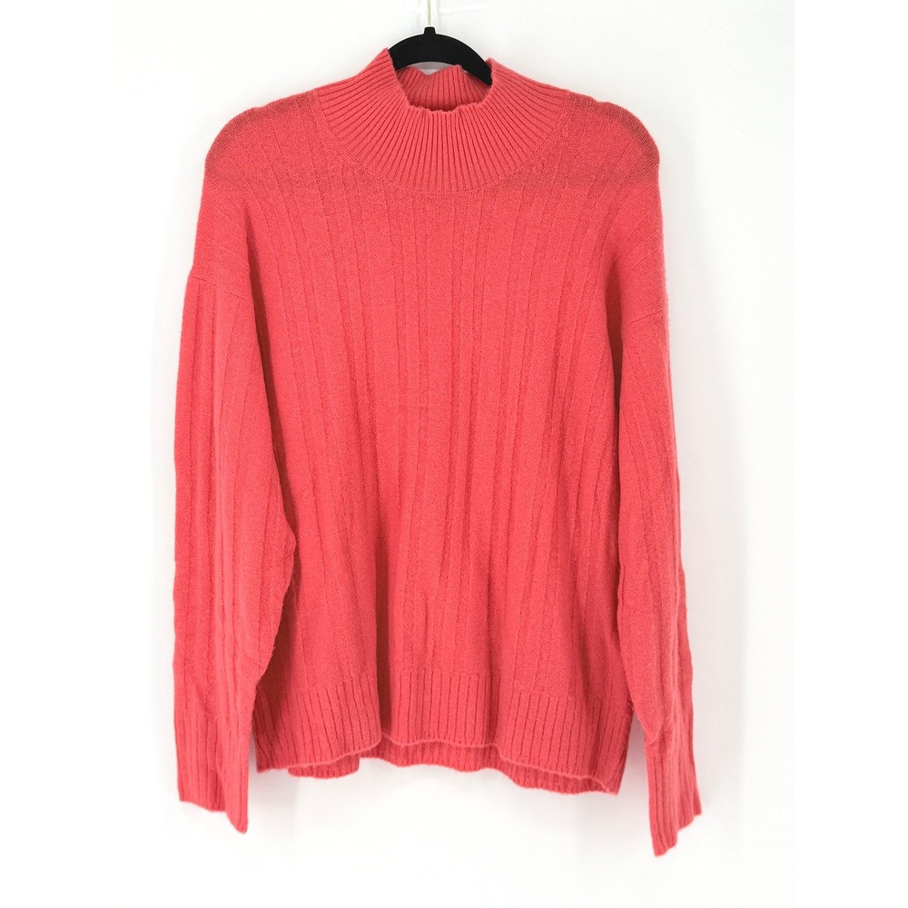 J.Crew Womens Oversized Ribbed Mock Neck Preppy Supersoft Sweater Size XL Cozy